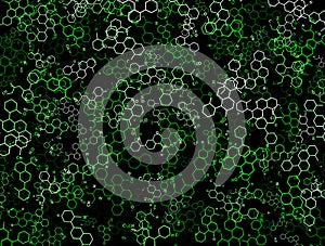 Organic chemistry symbols green background texture