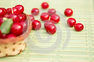 Organic Cherries in a Basket