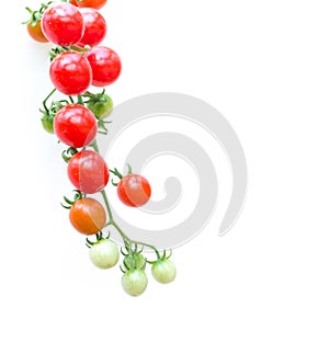 organic cherry tomatoes, isolated on white background