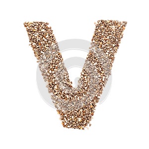 Organic Chia seed Salvia hispanica in letter V Shape for vitamin.