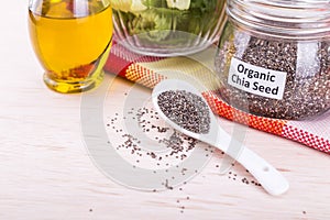 Organic chia seeds with salad healthy meal loaded with antioxidant