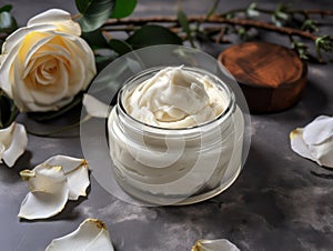 Organic coconut cream for skin care .
