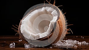 Organic Coconut With Ice On Dark Background - Wetcore Style