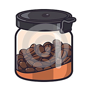 Organic coffee bean in jar, fresh and gourmet