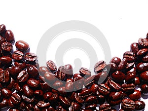 Organic Coffee beans isolated white background, coffee seed
