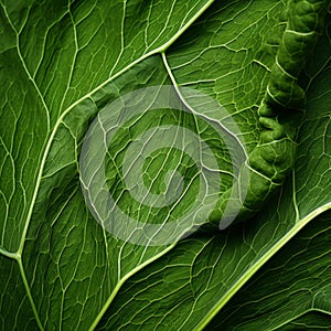 Organic Contours: Close Up Of A Green Cabbage Leaf In Erik Johansson Style