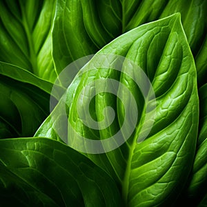 Organic Contours: Close-up Image Of Basil Leaf With Dramatic Lighting