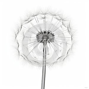 Organic Contours: Dandelion Black And White Photograph