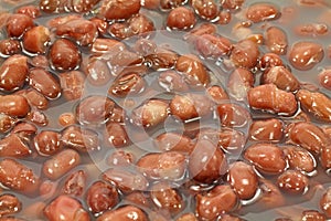 Organic cooked aduki beans in liquid