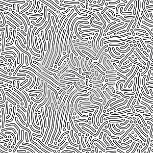 Organic coral background with rounded lines. Diffusion reaction seamless pattern. Linear design with biological shapes