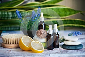 Organic cosmetics, natural fruit oils. Concept spa, skin care, e