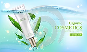 Organic cosmetics product with aloe vera leaves