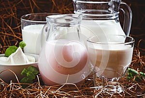 Organic dairy products: milk, cream, sour cream, fermented baked