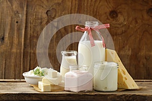 Organic dairy products - milk, sour cream, cottage cheese