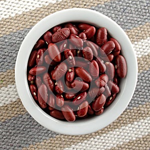 Organic Delicious Dark Red Kidney Beans In White Bowl