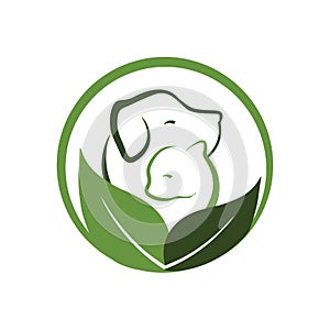 Organic dog and cat design logo