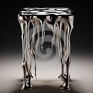 Organic Drip Stool: Chrome Reflections And Trapped Emotions