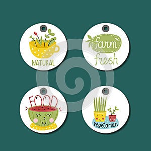 Organic, eco and bio food labels set.