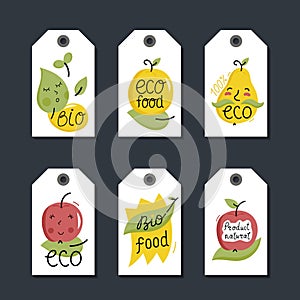 Organic, eco and bio food labels set.