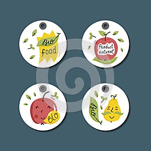 Organic, eco and bio food labels set.