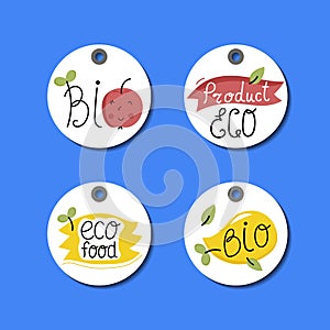 Organic, eco and bio food labels set.