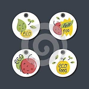Organic, eco and bio food labels set.