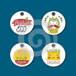 Organic, eco and bio food labels set.