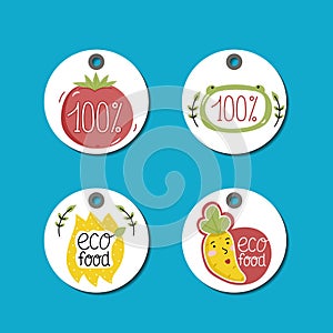 Organic, eco and bio food labels set.