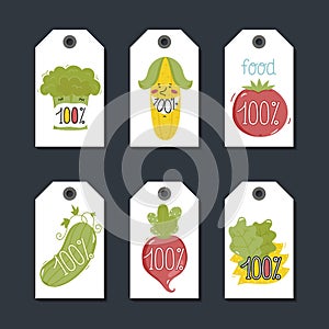 Organic, eco and bio food labels set.