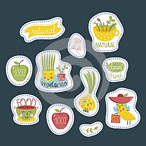 Organic, eco and bio food labels set.