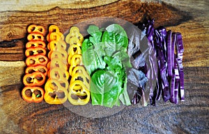 Organic edible food in rainbow colors
