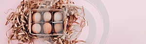 Organic eggs with paper decor