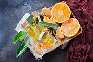 Organic essential tangerine, mandarin, clementine oil photo