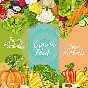 Organic farm food flyers set