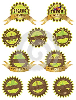 Organic Farm Fresh Labels Illustration