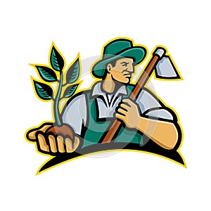Organic Farmer Holding Plant Mascot