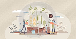 Organic farming as grow food with sustainable method tiny person concept photo