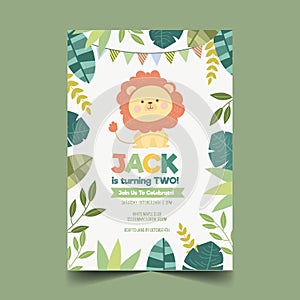 organic flat children birthday invitation vector design