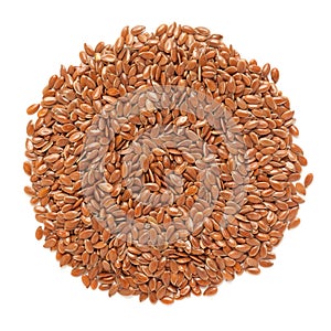 Organic flax seed Linum usitatissimum or linseed in Circle Shape.