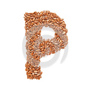 Organic flax seed Linum usitatissimum or linseed in P Shape for protein.