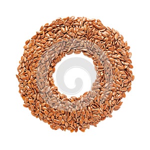 Organic flax seed Linum usitatissimum or linseed in Ring Shape. Letter O for Omega3