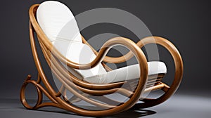 Organic Flowing Lines Wooden Rocking Chair With Vray Tracing