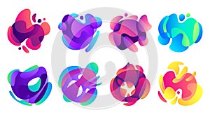 Organic fluid shapes. Colorful gradients shape, liquid blur and blurred color form isolated abstract vector illustration
