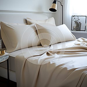 Organic Fluidity: Cashmere Plain Sheet In Light Beige And Black