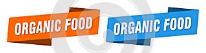 Organic food banner. organic food ribbon label sign set