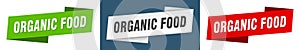 Organic food banner. organic food ribbon label sign set