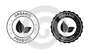 Organic Food Label Set. Natural and Ecology Product Vegan Food Sticker. Bio Healthy Eco Food Signs. 100 Percent Organic