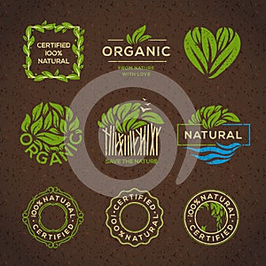 Organic food labels and elements photo