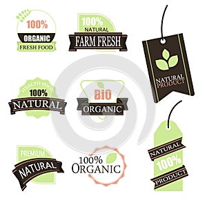 Organic food labels and elements.Vector