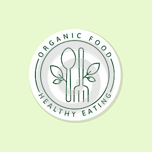 Organic food logo or illustration label, sticker vector